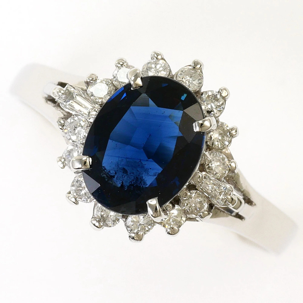 PT850 Platinum Ring, 1 Sapphire 1.12ct, Diamond 0.25ct, Certificate of Authen...